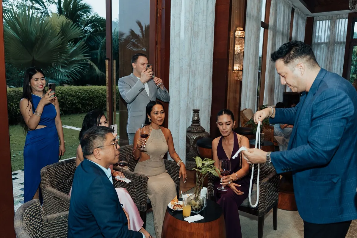 Card magic at a cocktail event